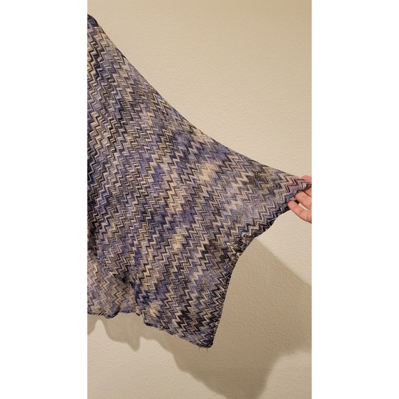 Steve Madden Women's Open Cardigan Kimono Chevron Gray Blue Metallic Gold OS - Picture 3 of 6